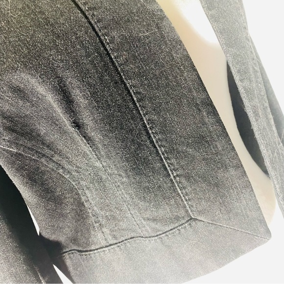 Ann Taylor LOFT Cropped Open Front Denim Jacket Black Fitted Detailed Size 8 EUC - Picture 7 of 12